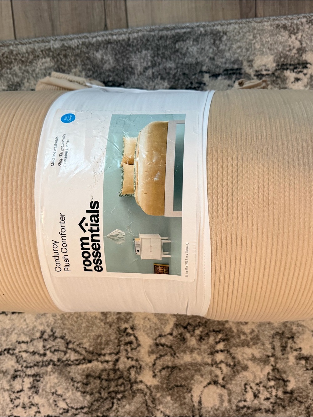 Room Essentials Corduroy Plush Comforter in Beige Tan